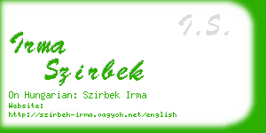 irma szirbek business card